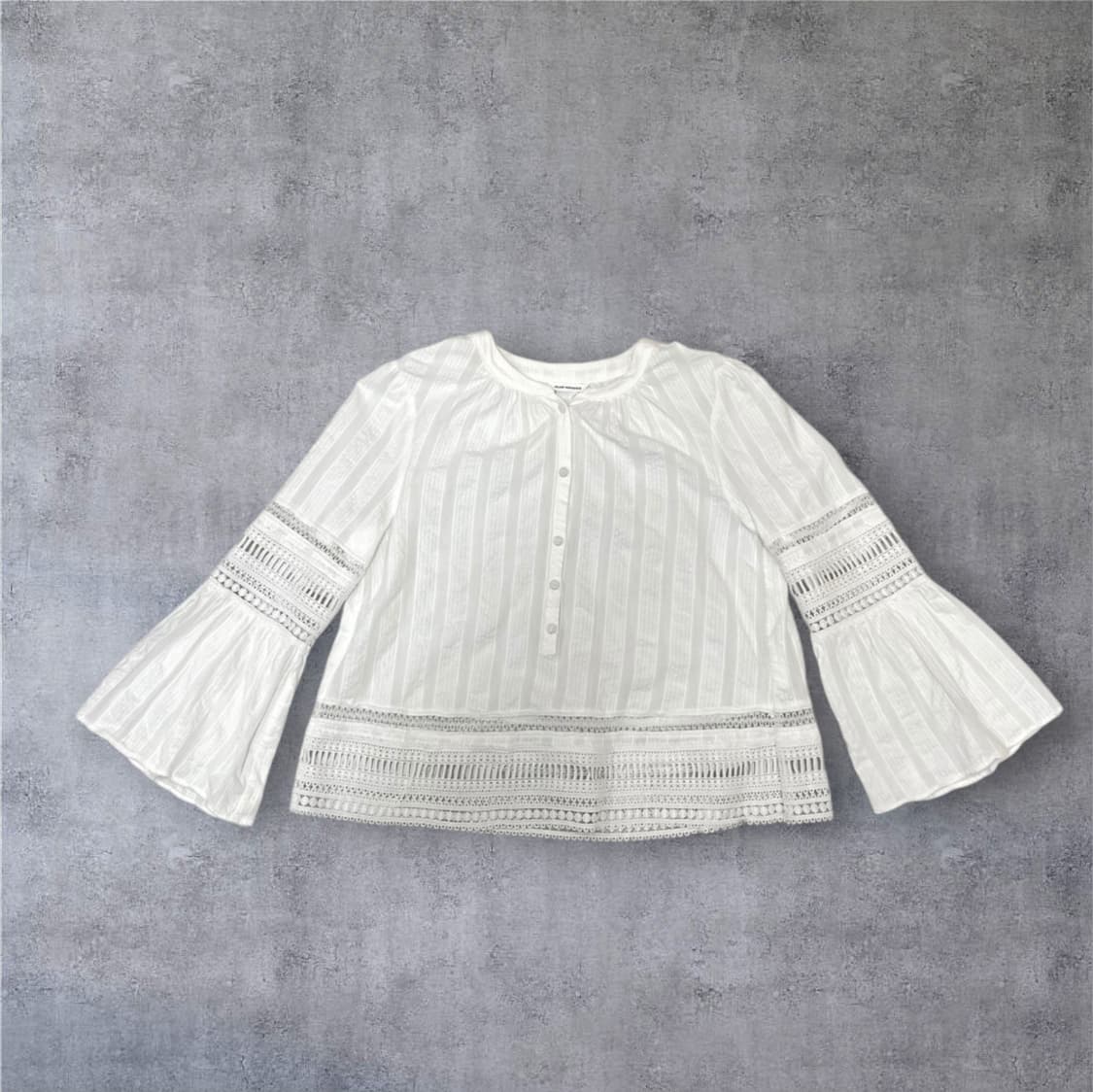 클럽모나코 화이트 보헤미안 레이스 코튼 블라우스 S 상품이미지1