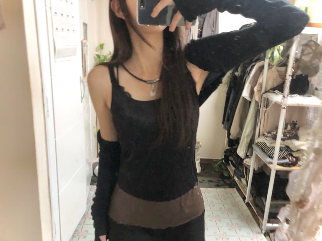 실크 배색 원피스 상품이미지3