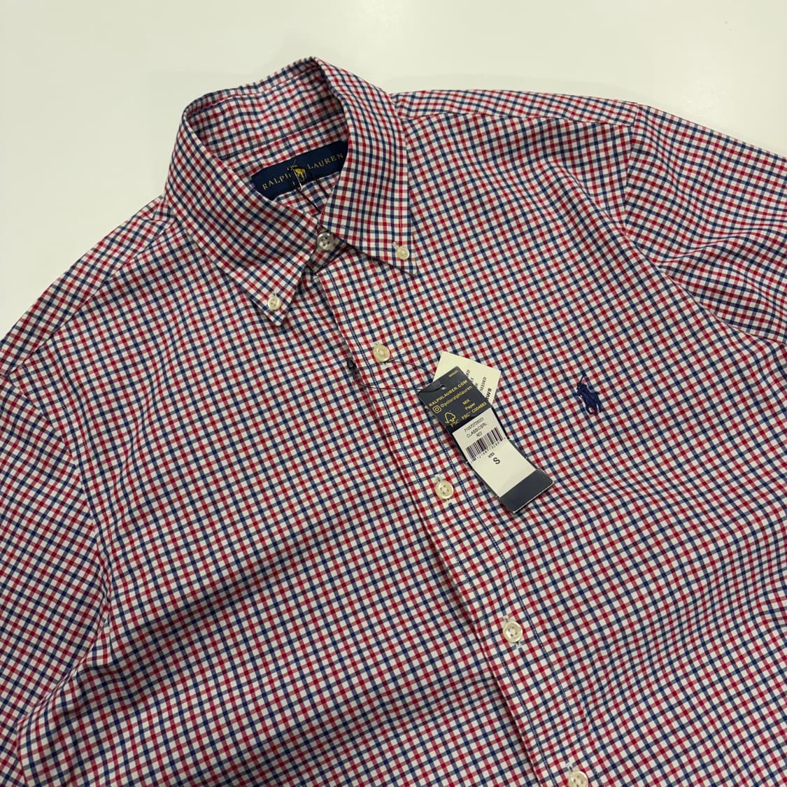 [S] 폴로 랄프로렌 레드 네이비 체크 반팔 셔츠 B779 상품이미지3