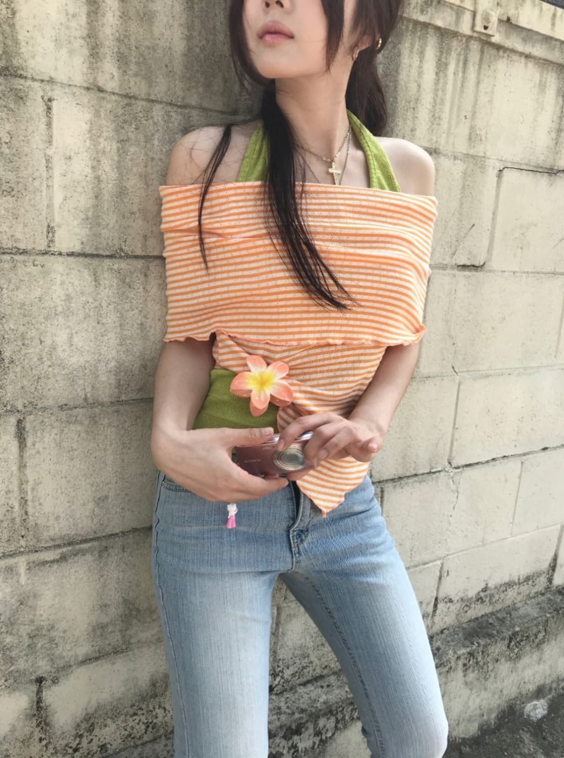 히피디피 탠저린 오프숄더 티셔츠 상품이미지1
