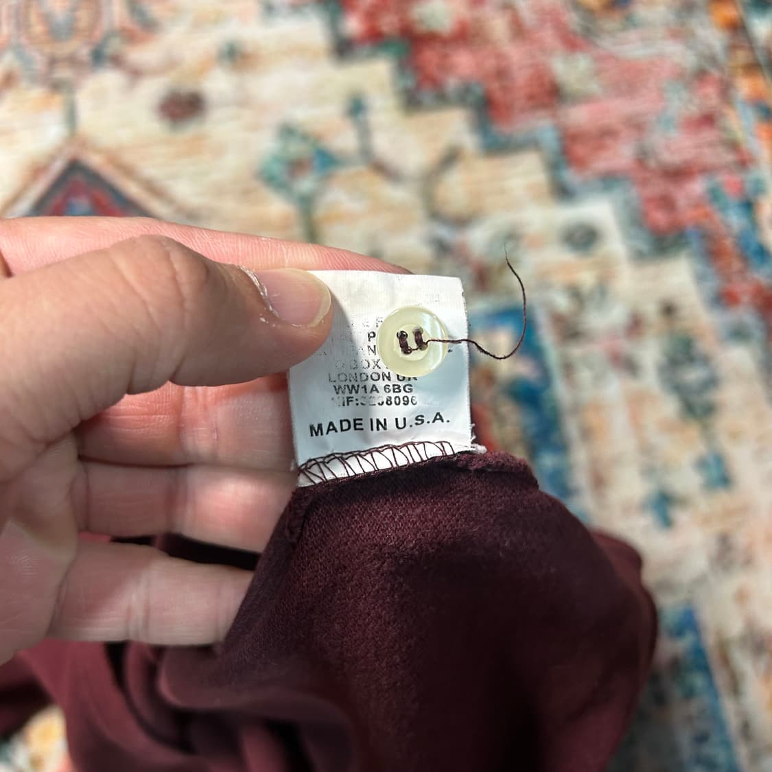 [L] 90s 폴로 랄프로렌 미국생산 포니로고 버건디 카라 반팔 상품이미지5