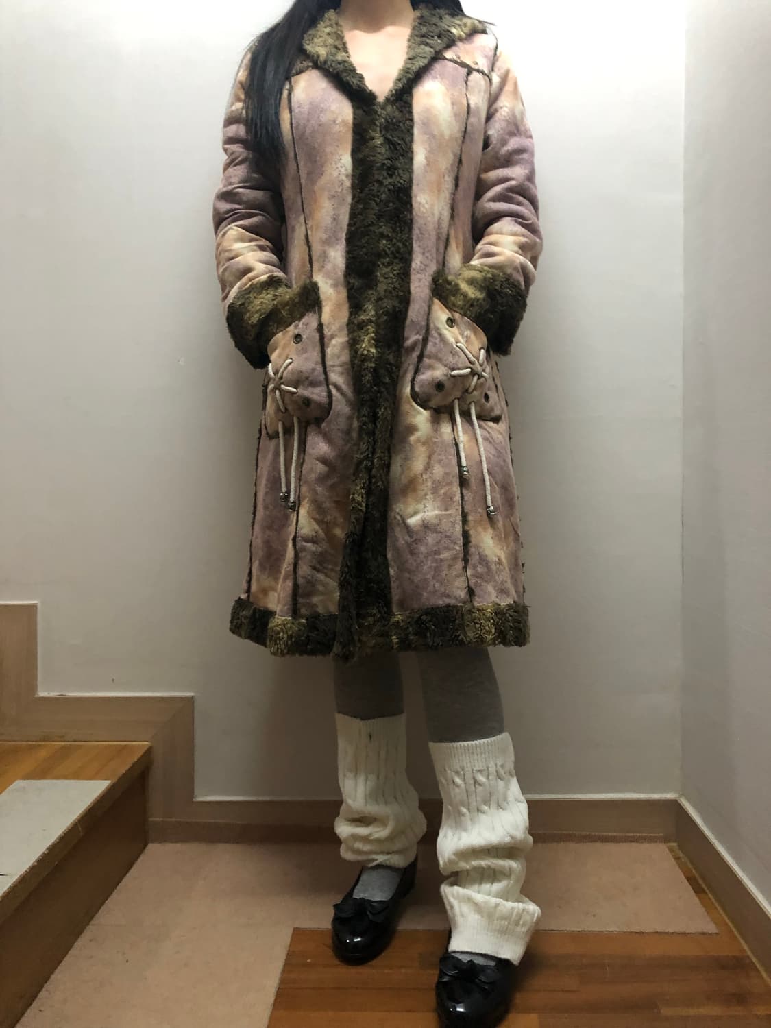 빈티지 핑크 마블 퍼 코트 상품이미지3