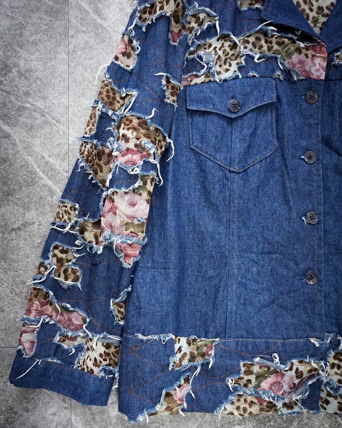Denim Flower Pattern Jacket 상품이미지4