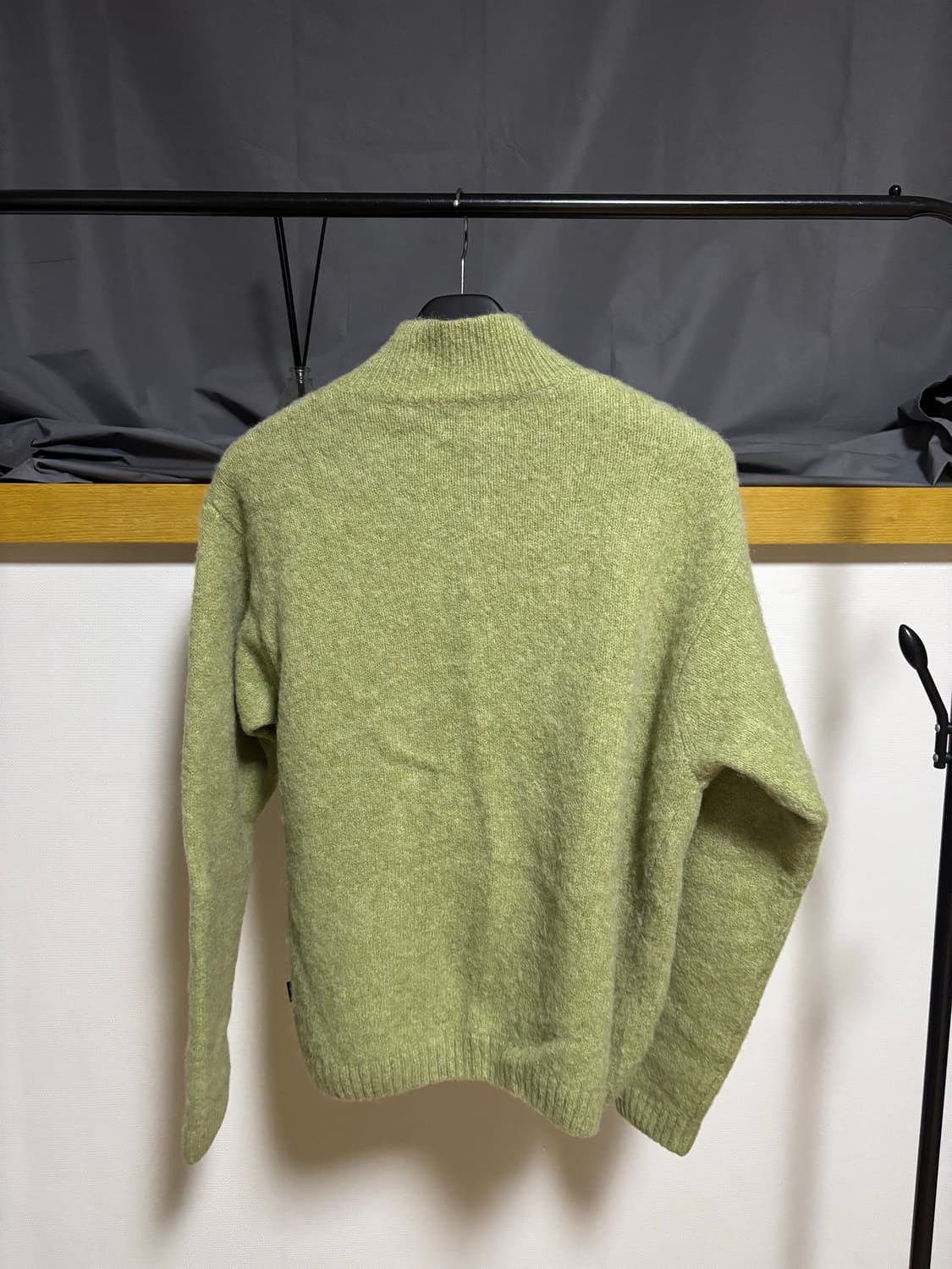 [M] STUSSY 스투시 브러쉬드 모크 풀 집 스웨터 세이지  상품이미지4