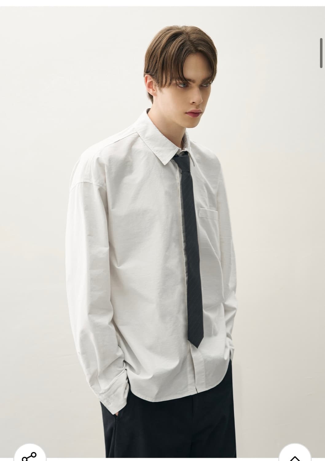 (XL) 드로우핏 워시드 크롭 옥스퍼드 셔츠 [WHITE] 판매 상품이미지5