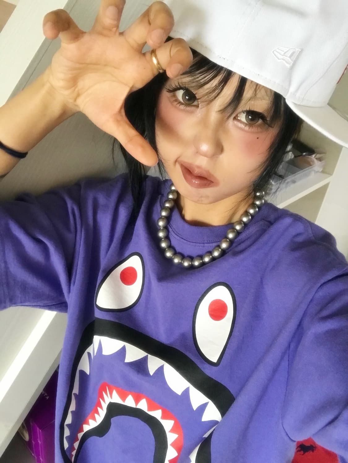 Bape Shark Big Printing Purple T-shirt 상품이미지7