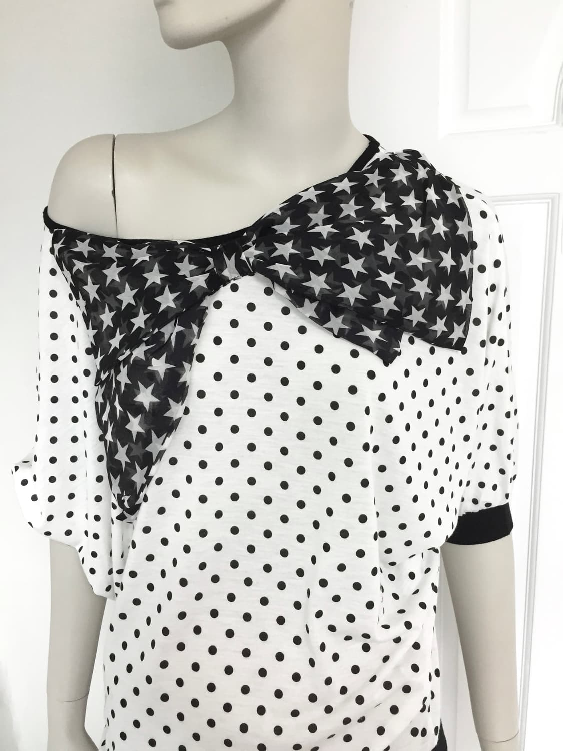 Polka Dot with Star print Bow Top 상품이미지2