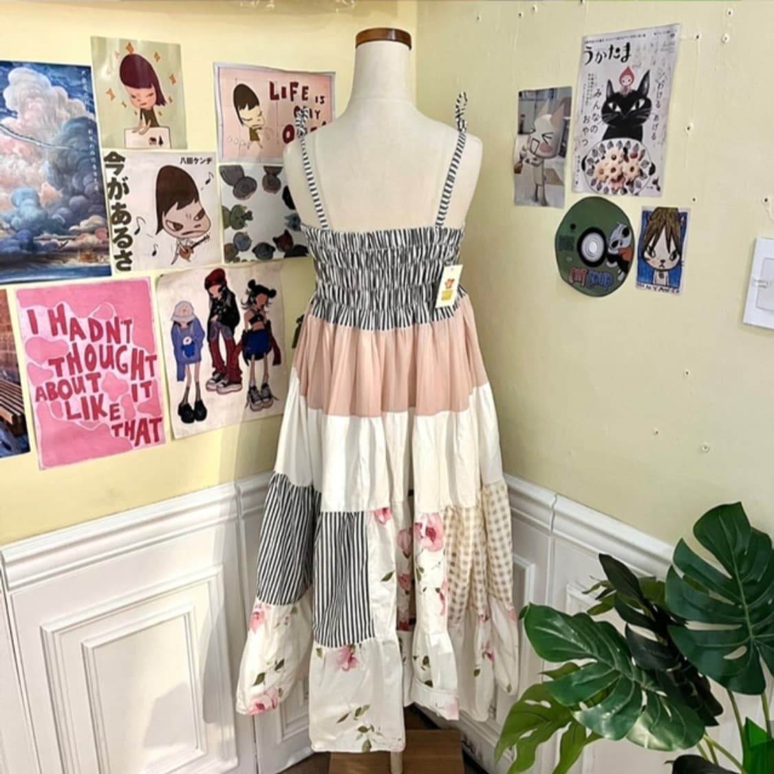 빈티지 스트라이프 잔꽃 패치원피스 패치스커트 상품이미지2