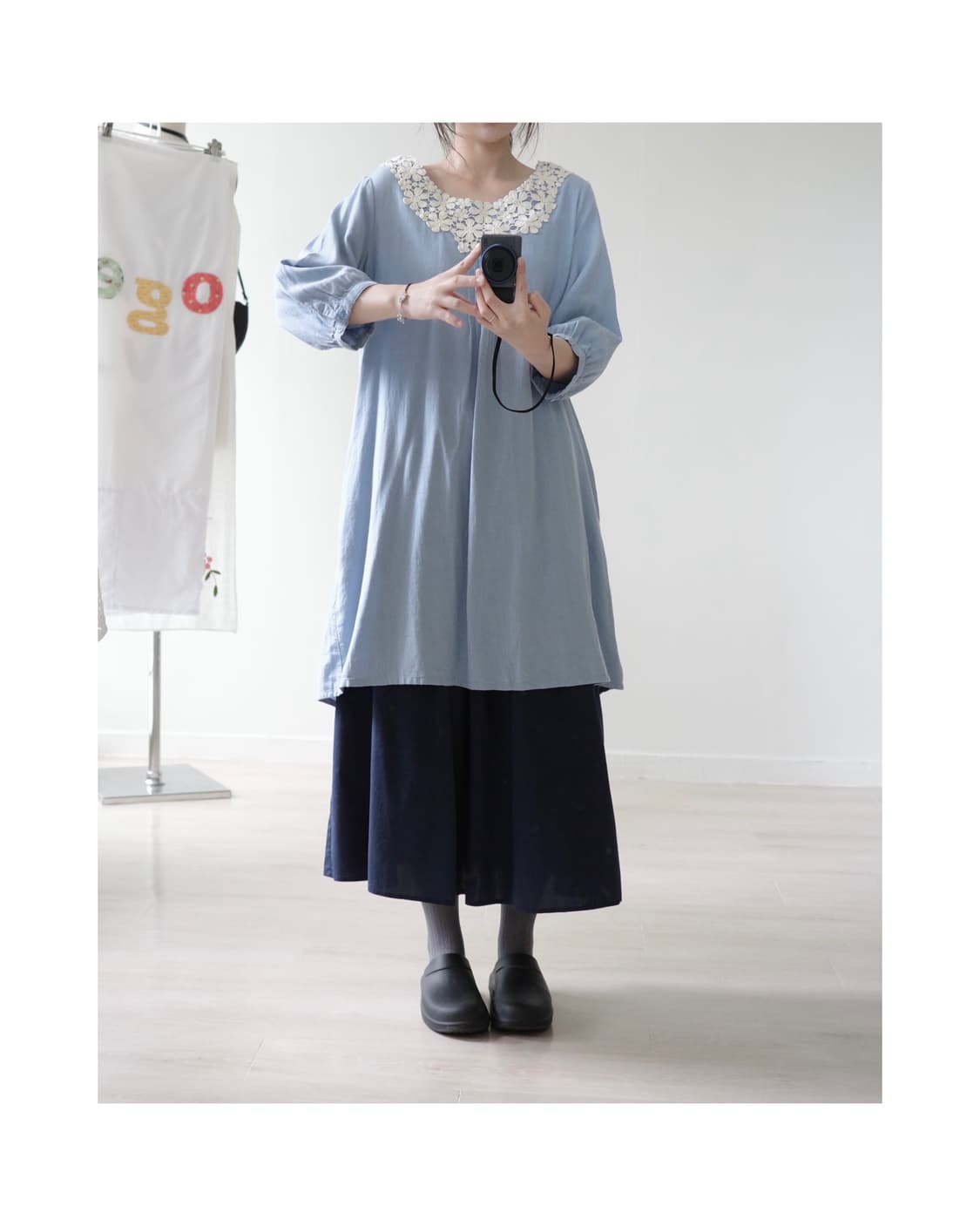  Antique crochet misty blue blouse 상품이미지4