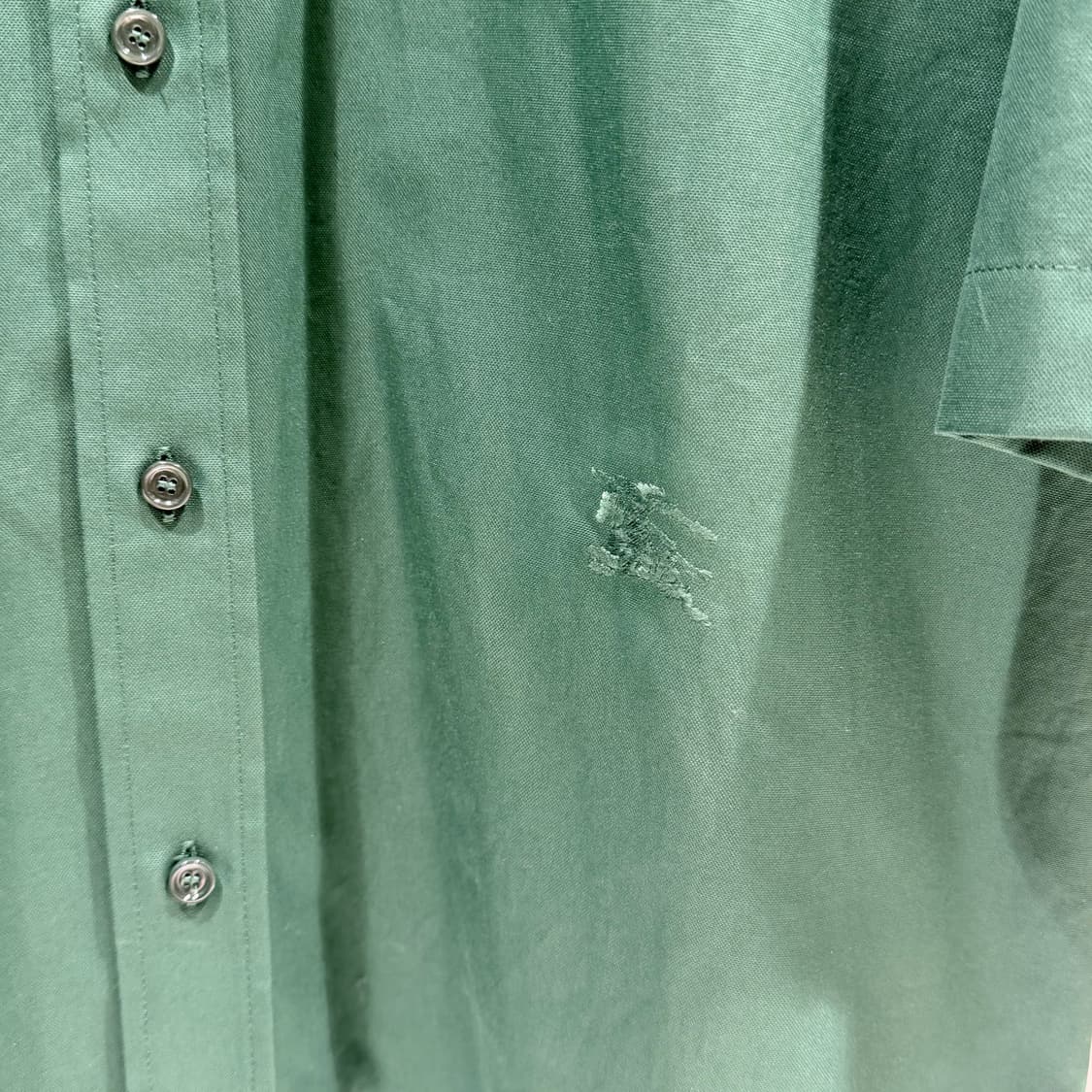 (A+/M) / 버버리 코튼 옥스포드 셔츠 반팔 그린 상품이미지4