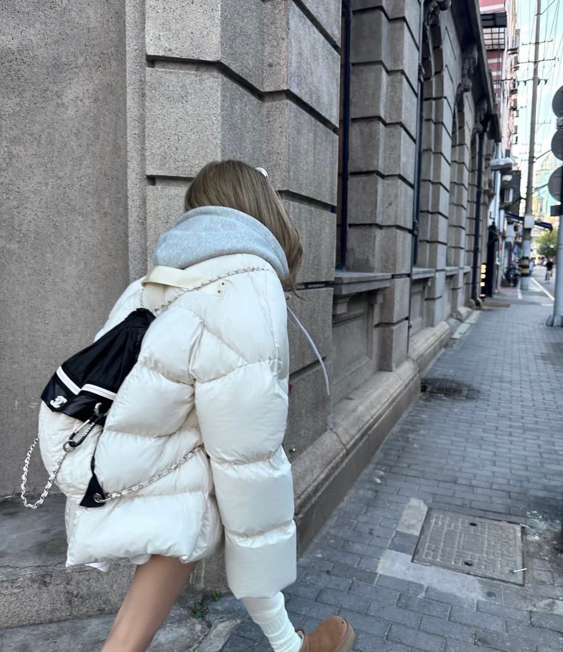 샤넬 나일론 백팩 제니가방 블랙 아이보리 상품이미지4