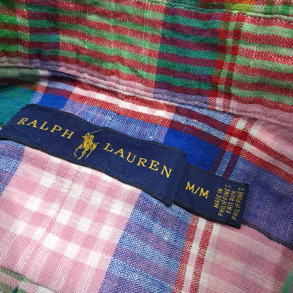 CK042 M 폴로 90s 린넨 핑크블루 마드라스체크 반팔 셔츠 남방 상품이미지3