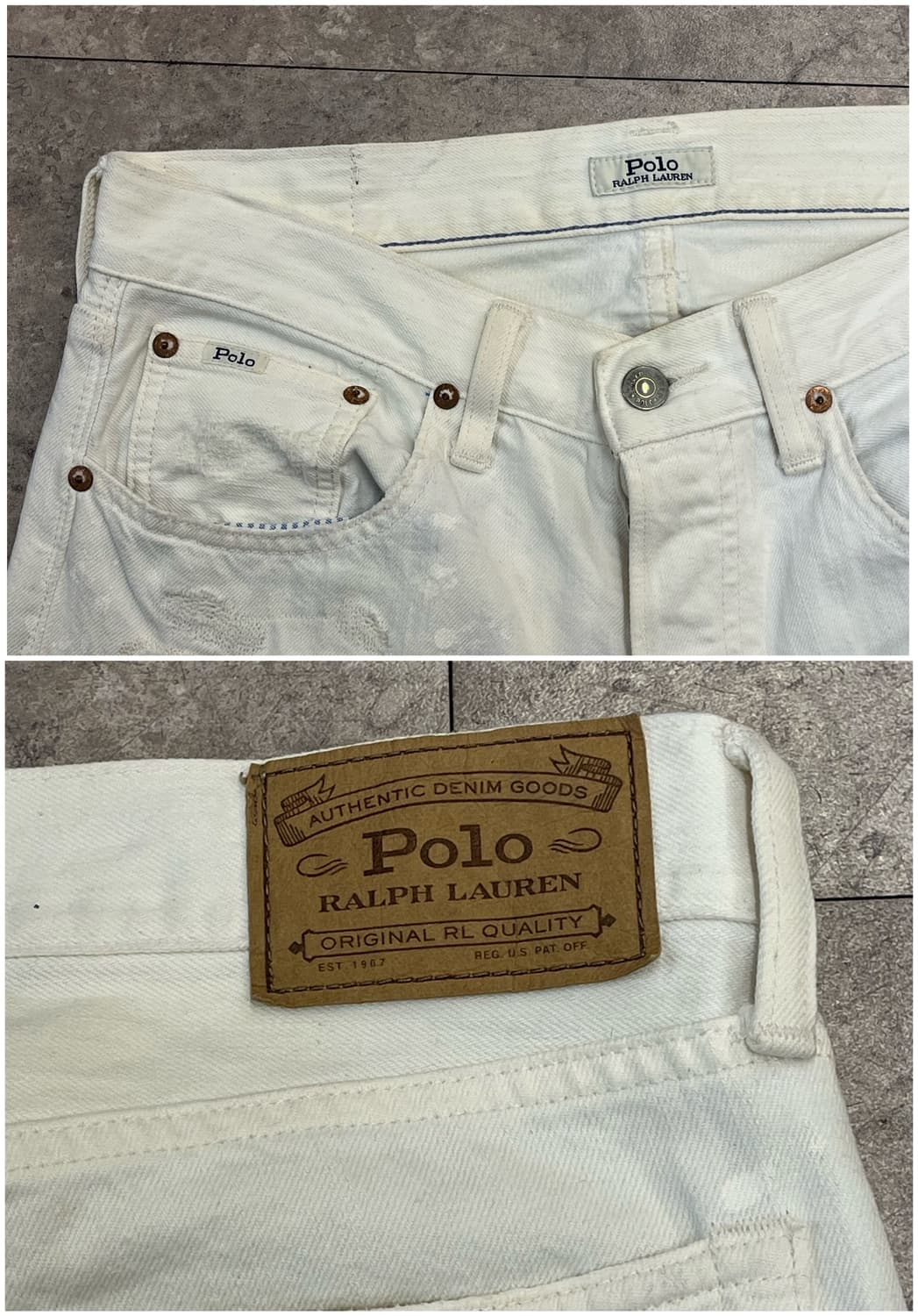 폴로 패치 워크 데님 팬츠 화이트 30X32 #csz2216 상품이미지4