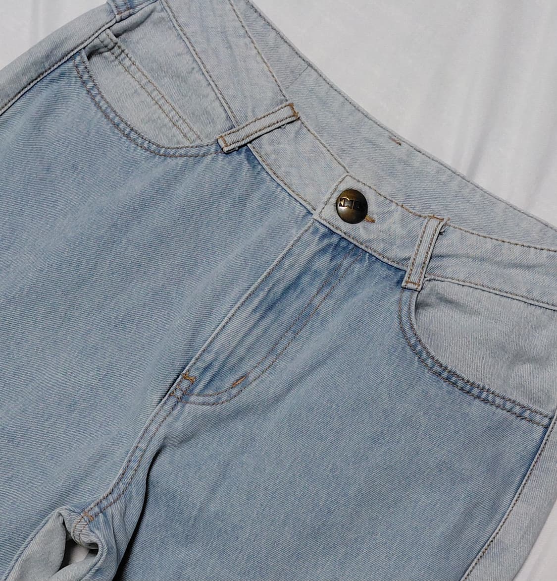 [S] 스컬프터 배색 와이드 데님 팬츠 (라이트 블루) 상품이미지2