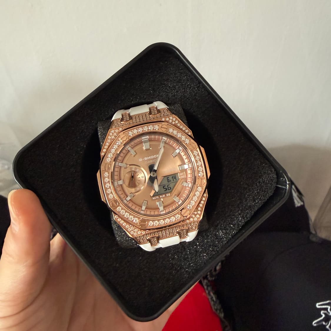 지샥 GA-2100 로즈골드 지르코니아 파베 세팅 커스텀 시계 상품이미지1
