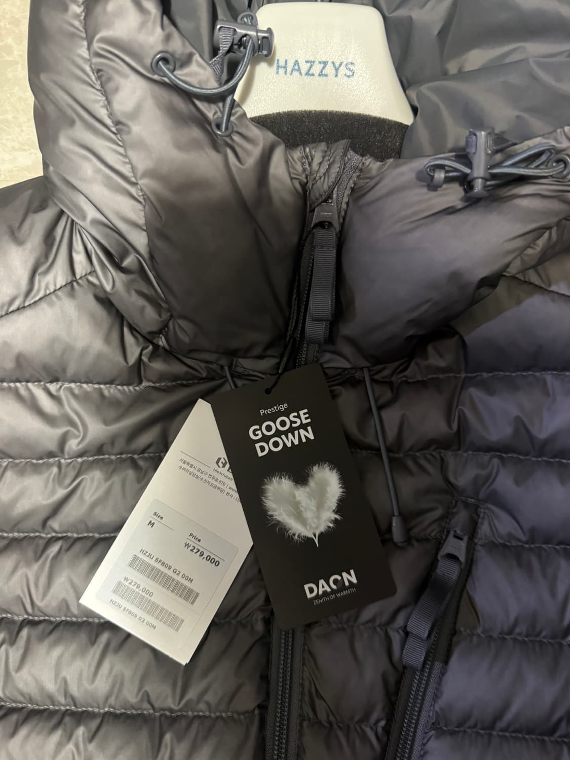 M사이즈 헤지스 경량 구스다운 패딩 그레이 상품이미지2