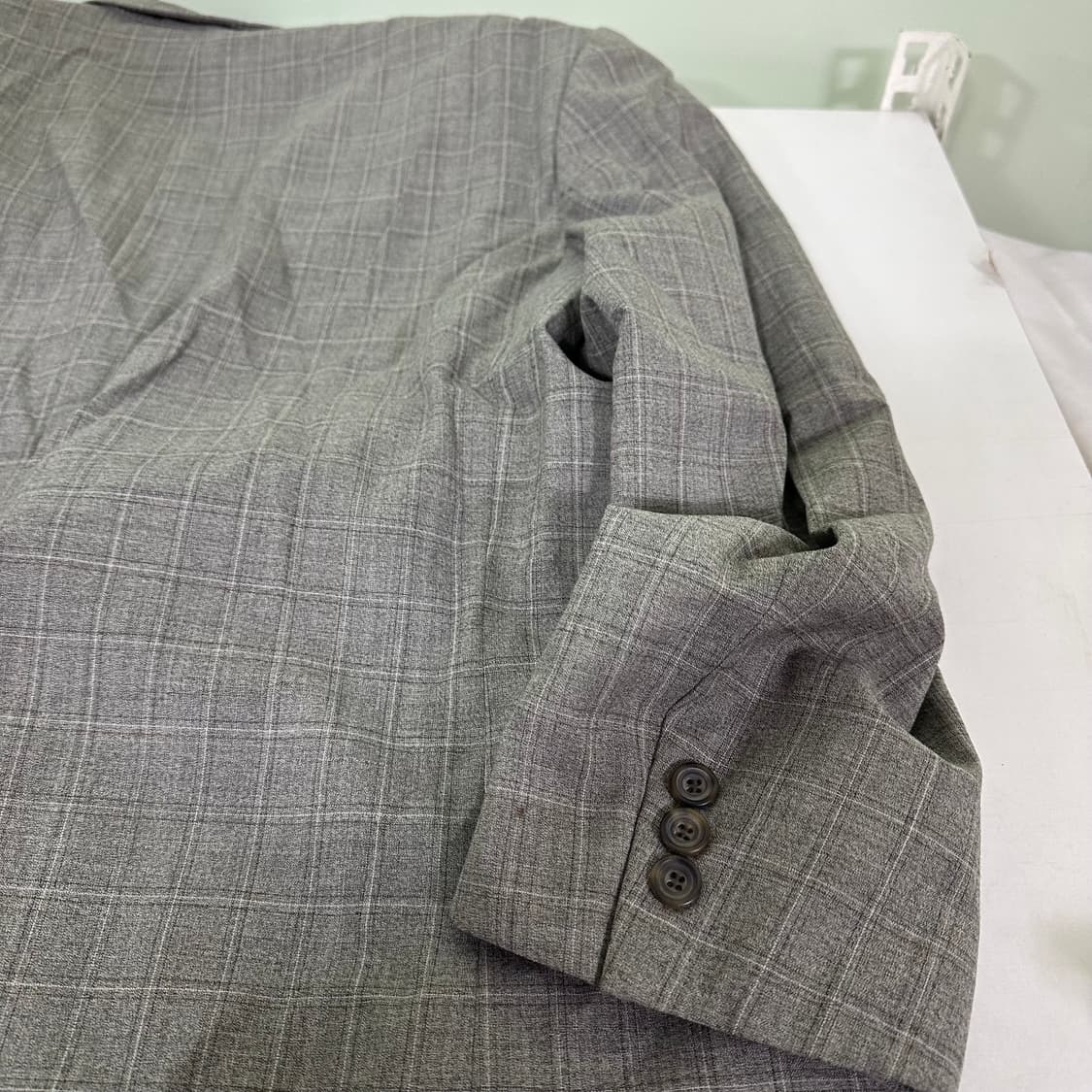 95-100 닥스 모100% 그레이 체크 싱글 블레이져 상품이미지6