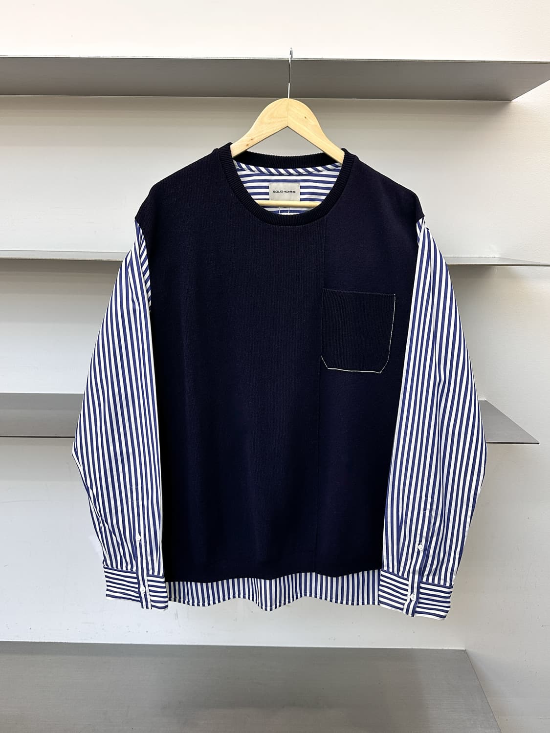 솔리드 옴므 19ss 스트라이프 레이어드 니티드 셔츠 상품이미지1