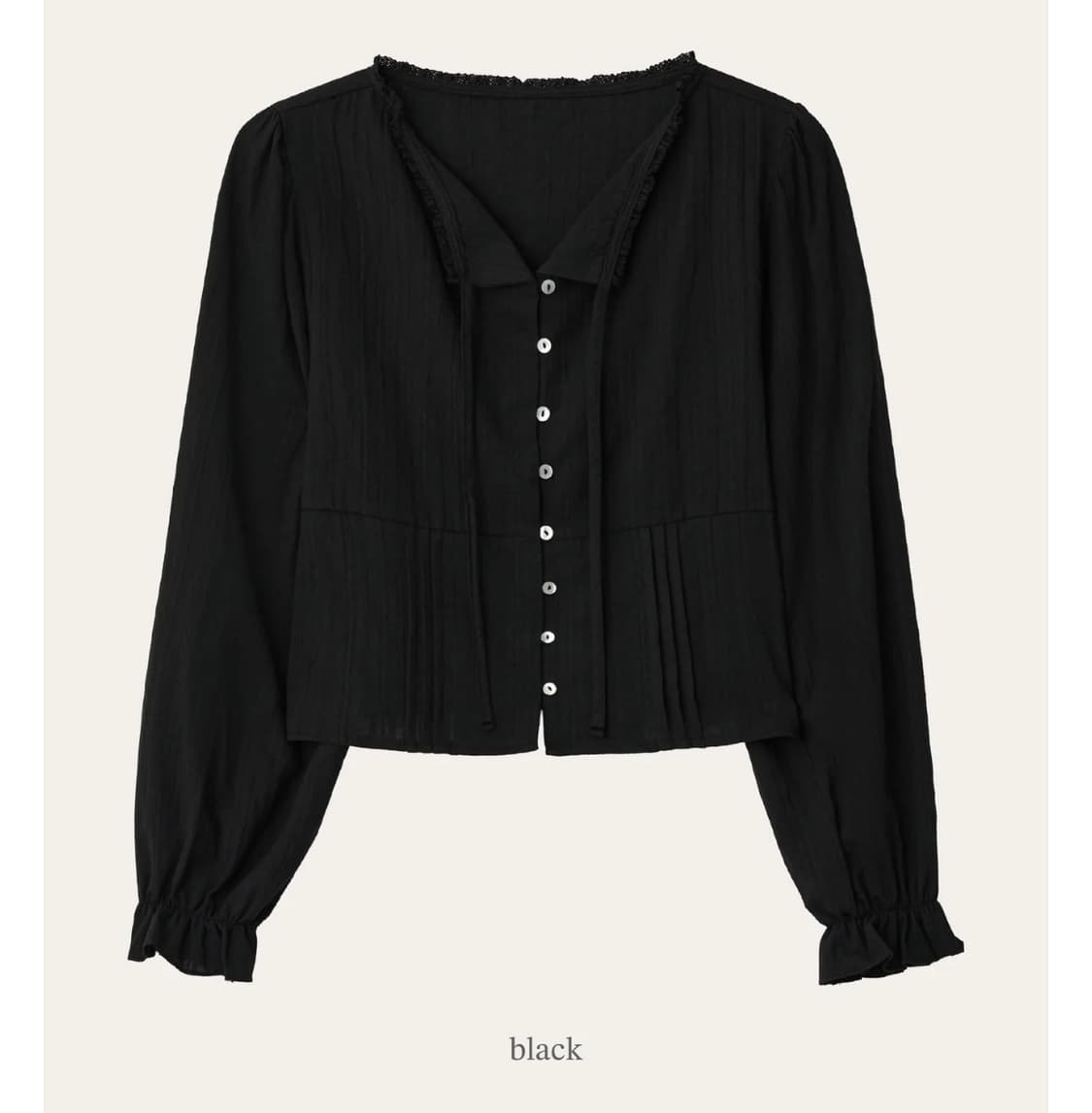 제니오 zaenio 아멜리 타이 블라우스 (블랙, s) 상품이미지4
