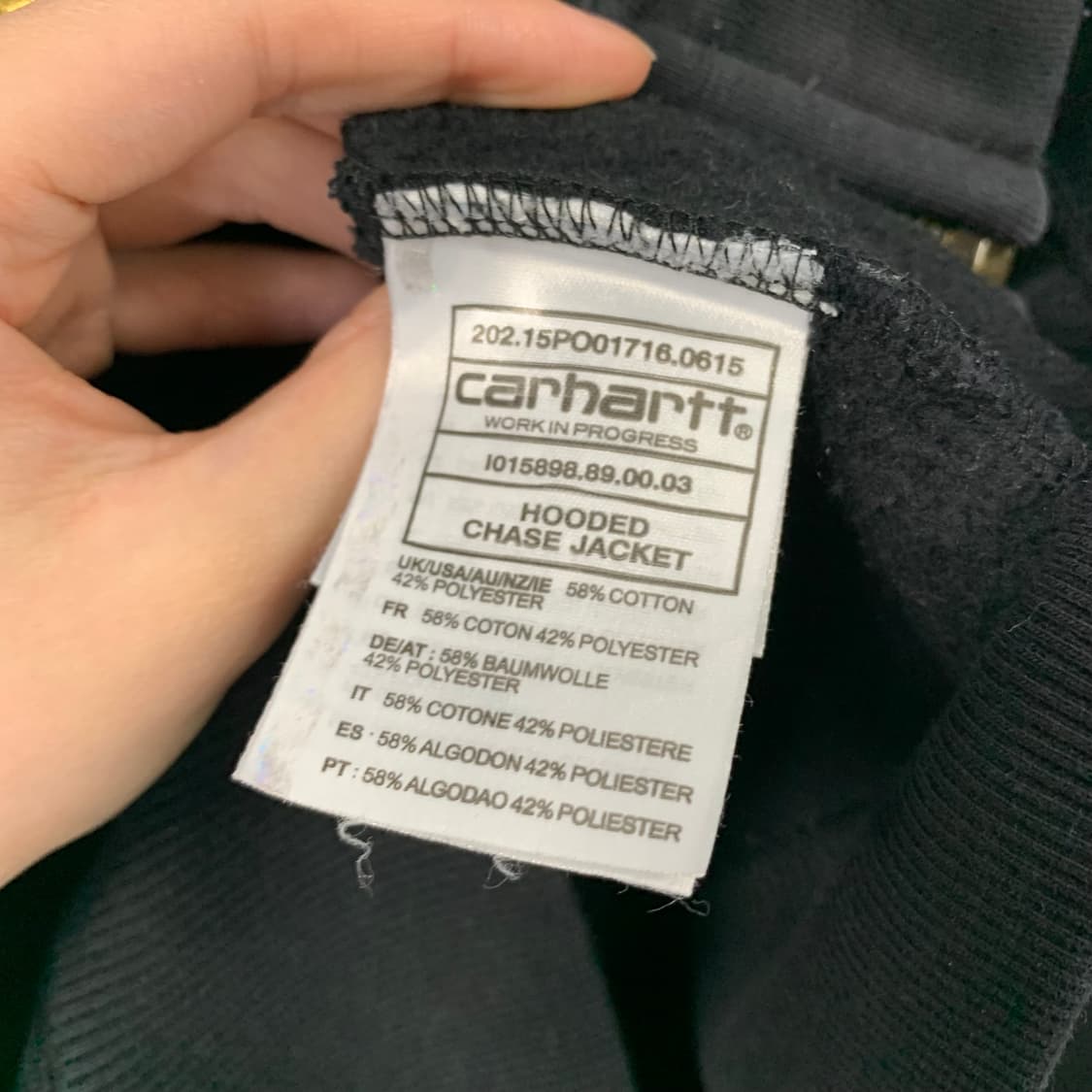 칼하트 손목로고 블랙 후드집업 상품이미지5