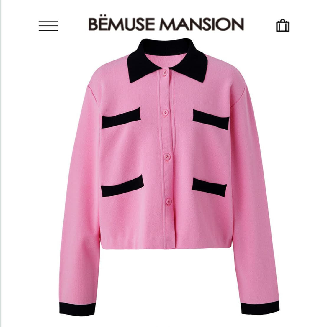 비뮤즈맨션(BEMUSE MANSION) 컬러 블록 니트가디건 프리사이즈 상품이미지3