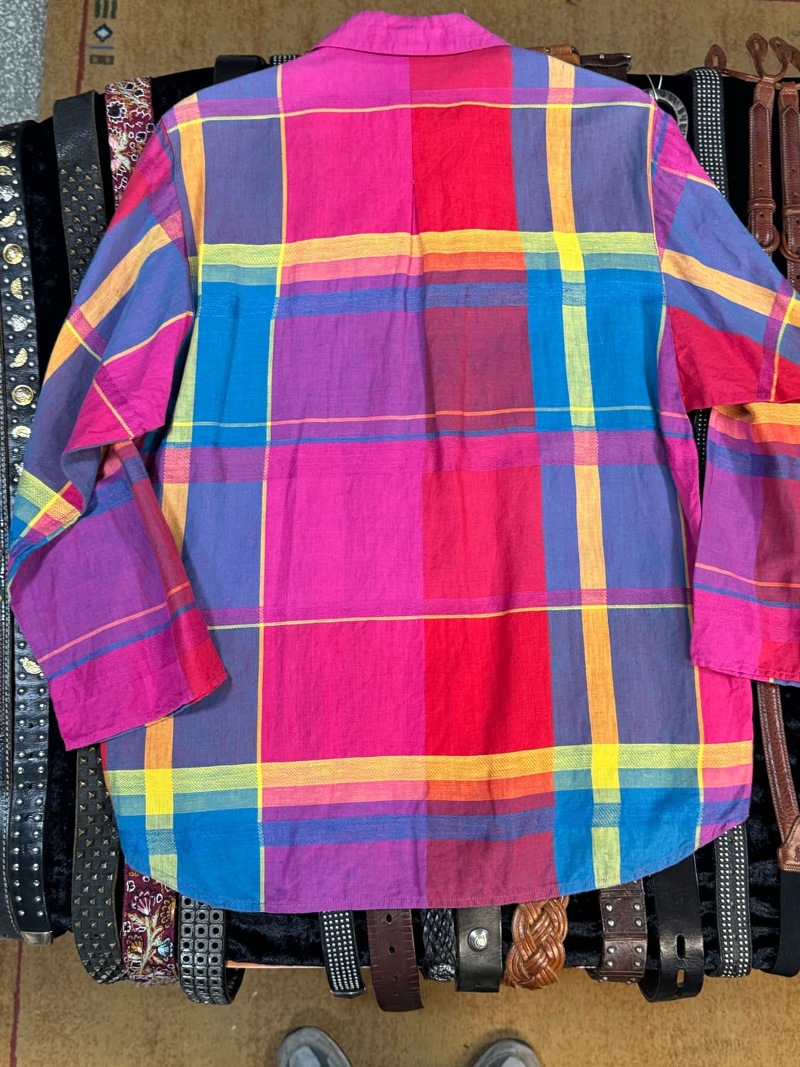 90s 인투이션 usa 빈티지 컬러블록 체크 셔츠 상품이미지3