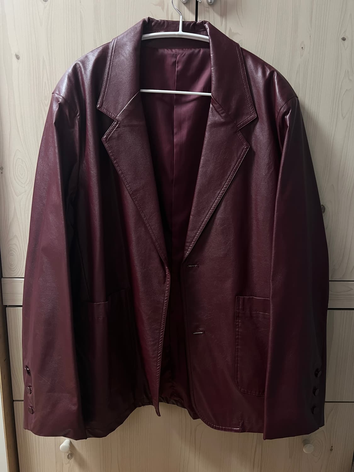 마가신 와인색 가죽 블레이저 자켓 상품이미지1