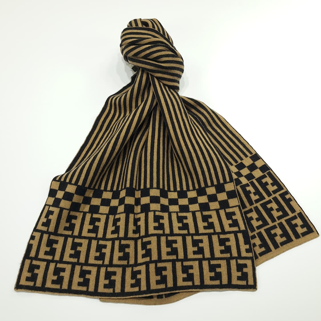 MX220 펜디 빈티지 FF 스트라이프 울 목도리 머플러 상품이미지2