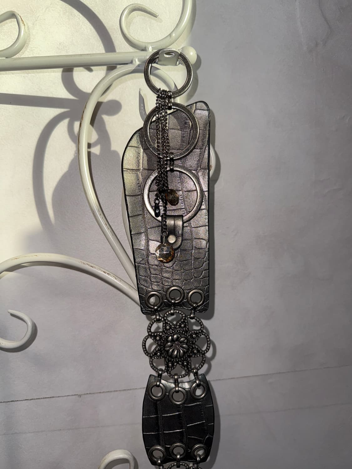 Metal silver python flower chain belt 상품이미지4