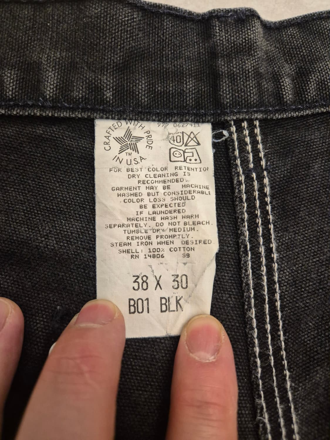 빈티지 칼하트 더블니 B01 블랙 실측34 라벨38×30 상품이미지2