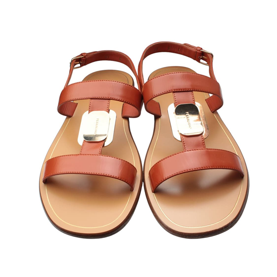 페라가모 브라운 T스트랩 샌들 5C 상품이미지2