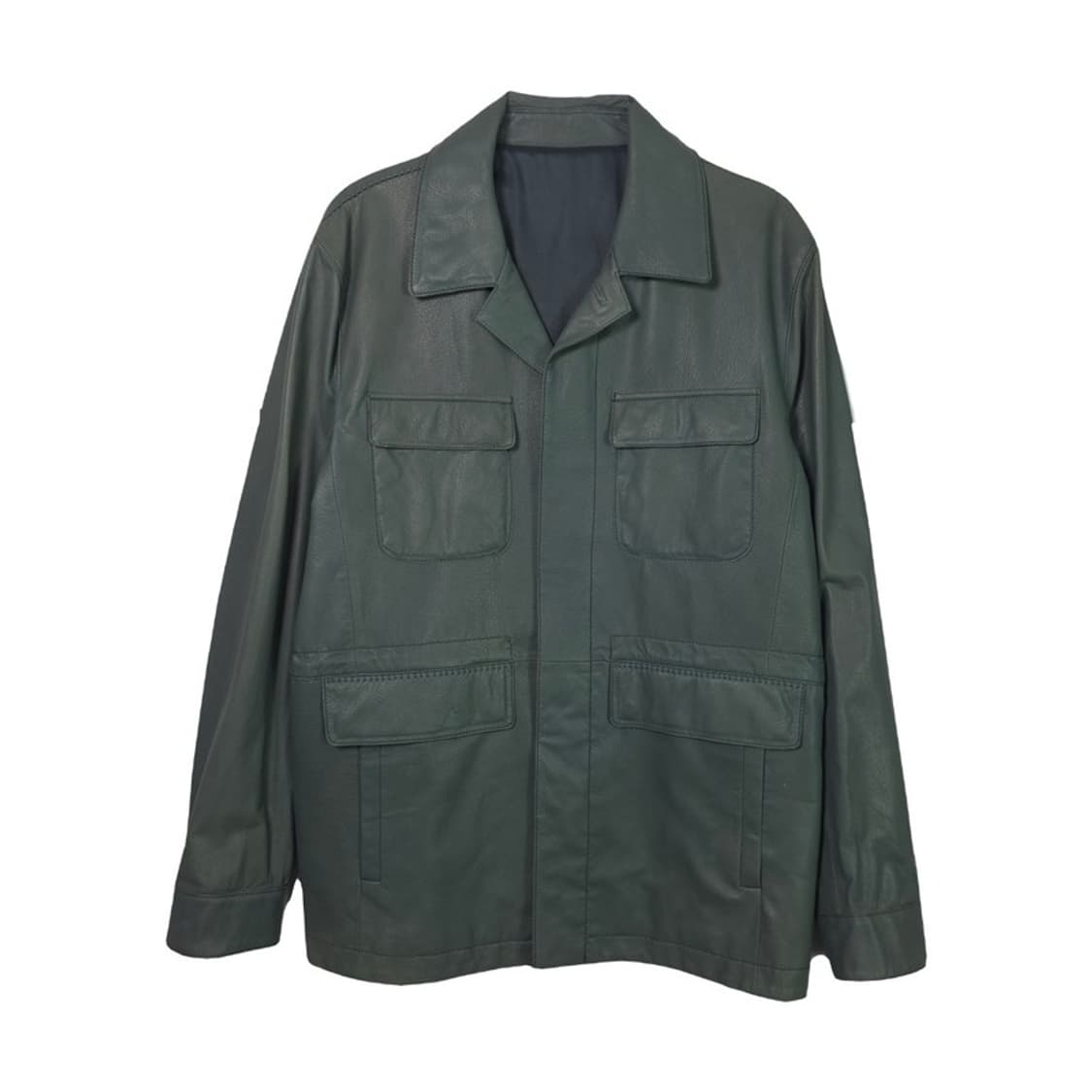 그린 레더 미니멀 야상 자켓 XL 상품이미지1