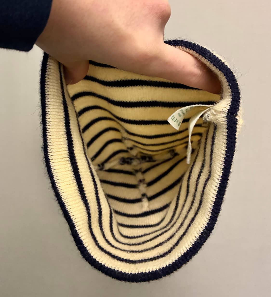 (F)세인트제임스 울 스트라이프 비니 와치캡 크림 블랙 상품이미지6