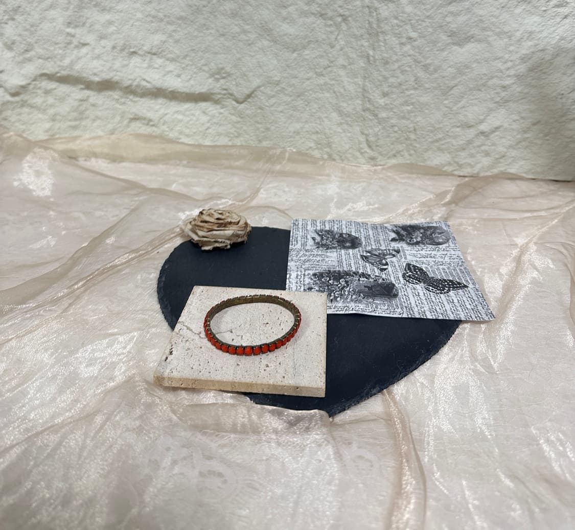 빈티지 오랜지 오리엔탈  밴딩 회전  팔찌 상품이미지1