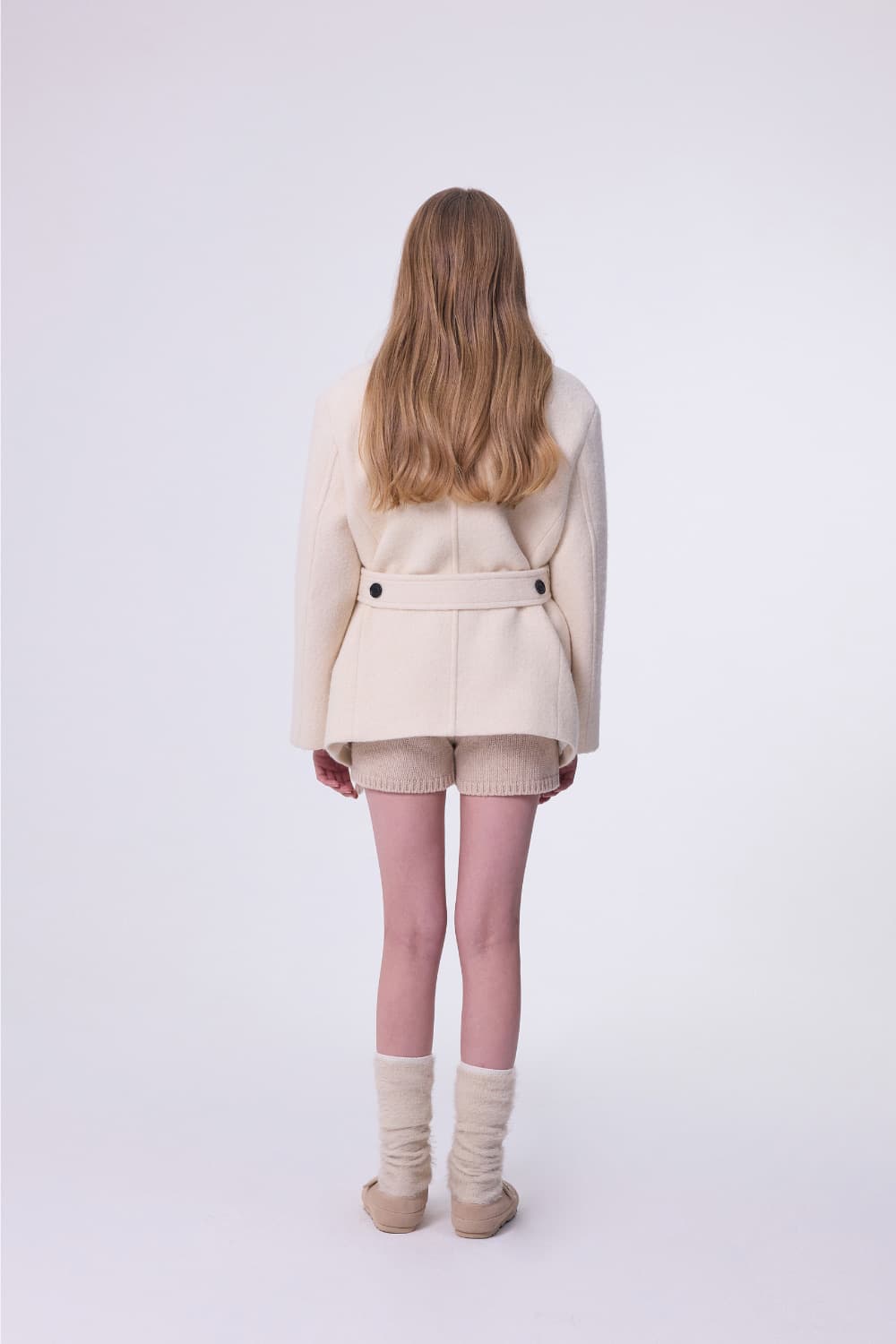 더오유 울 오버사이즈 하프 코트 바닐라 상품이미지6