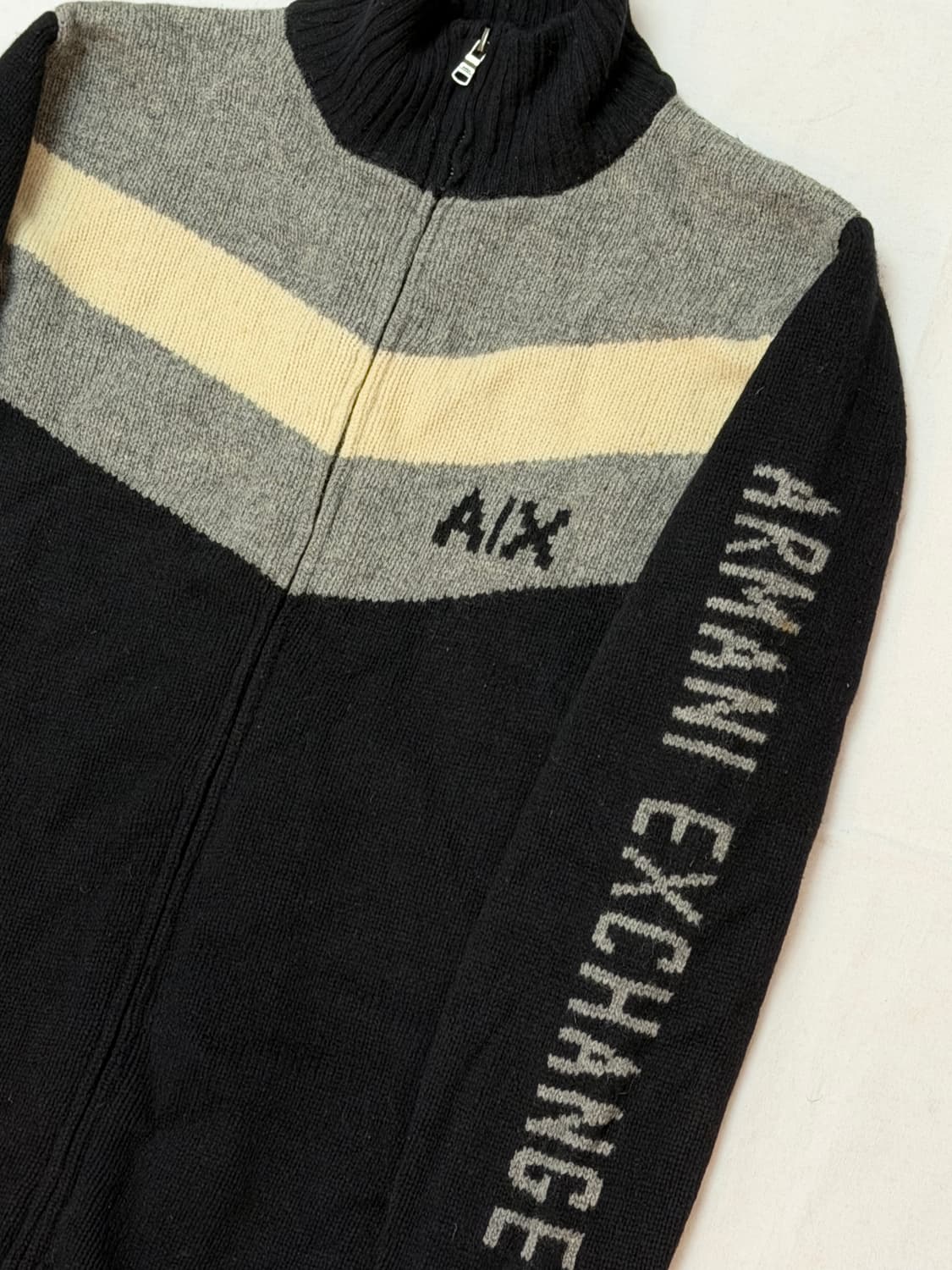 아르마니 익스체인지 투웨이 울 니트 집업 져지 블랙 상품이미지2