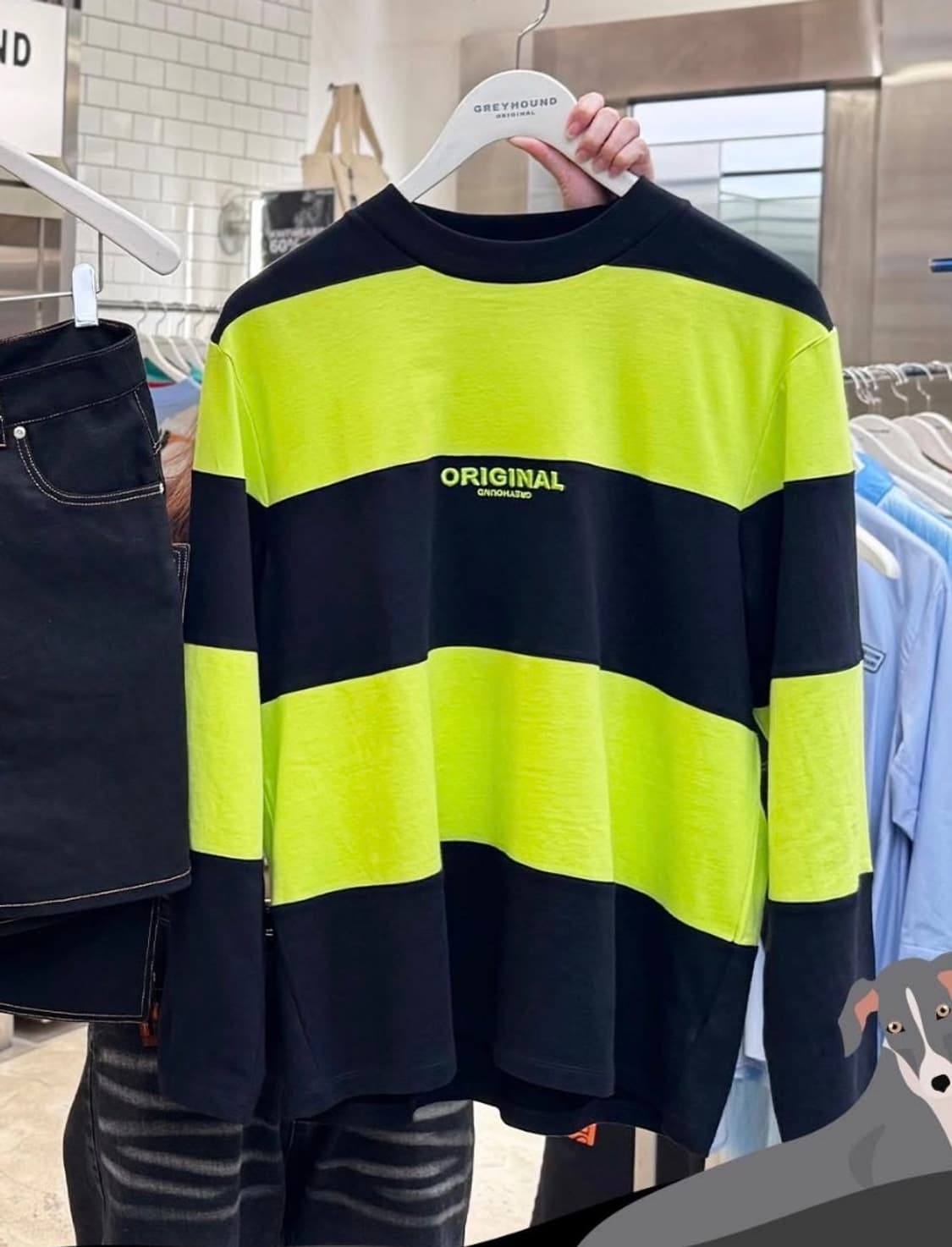 GREYHOUND ORIGINAL 네온 스트라이프 오버핏 롱슬리브 티셔츠 상품이미지2