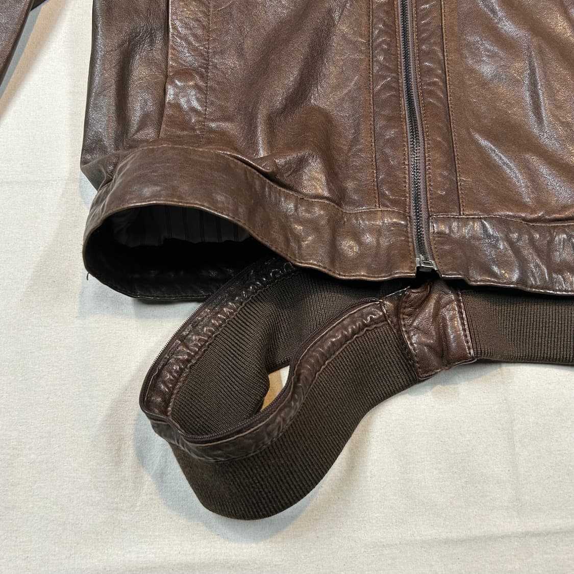 M) T.I FOR MEN 램스킨 레더 양가죽 자켓 브라운 상품이미지5