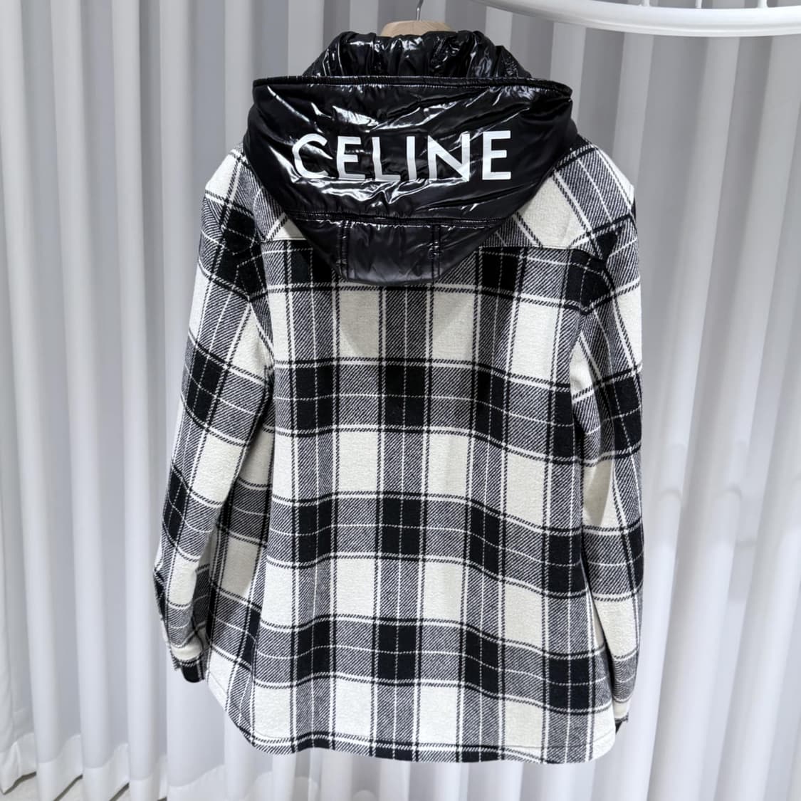 48 / 셀린느 울 체크 셔츠 패딩 로고 자켓 상품이미지2