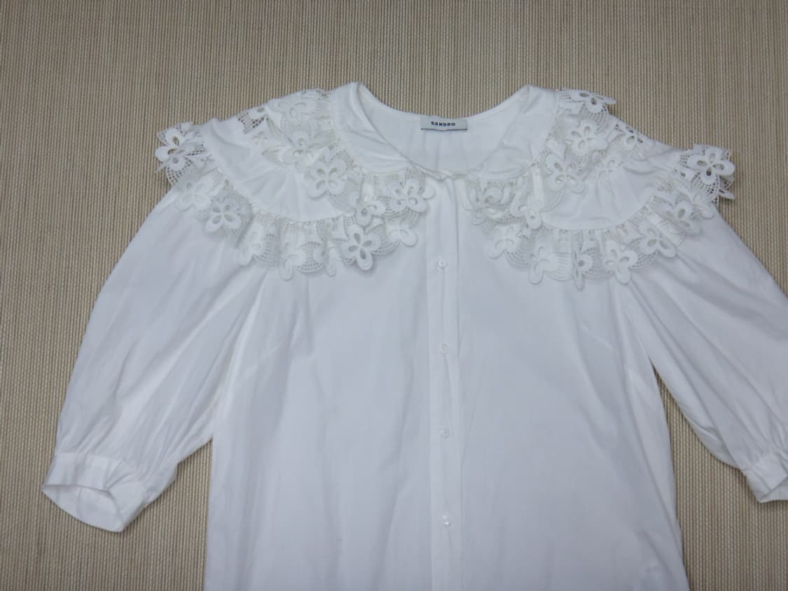 (2size) 산드로 Sandro 코튼 레이스 셔츠 상품이미지3