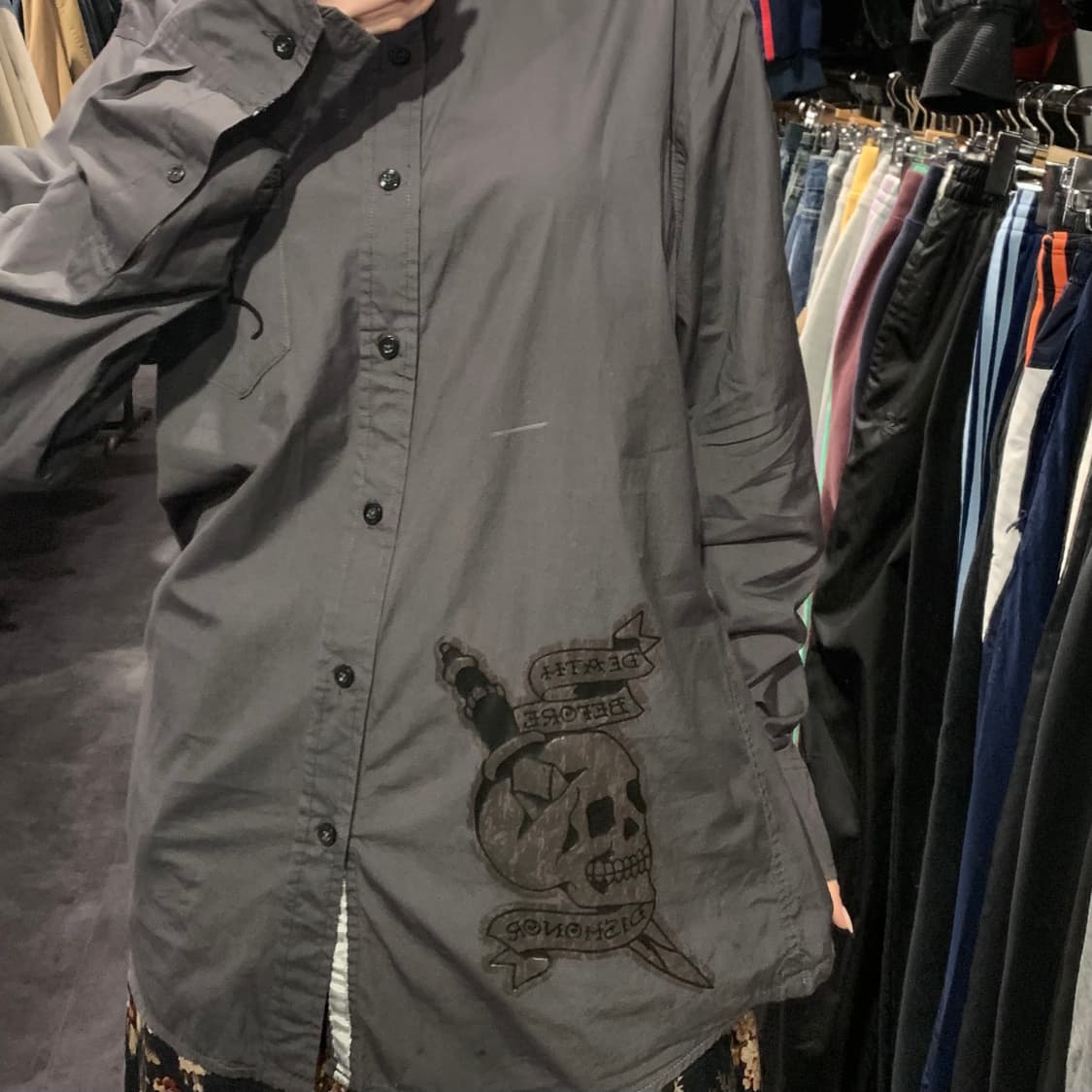 [IM] EdHardy 에드하디 스컬 스터드 셔츠 그레이 상품이미지6