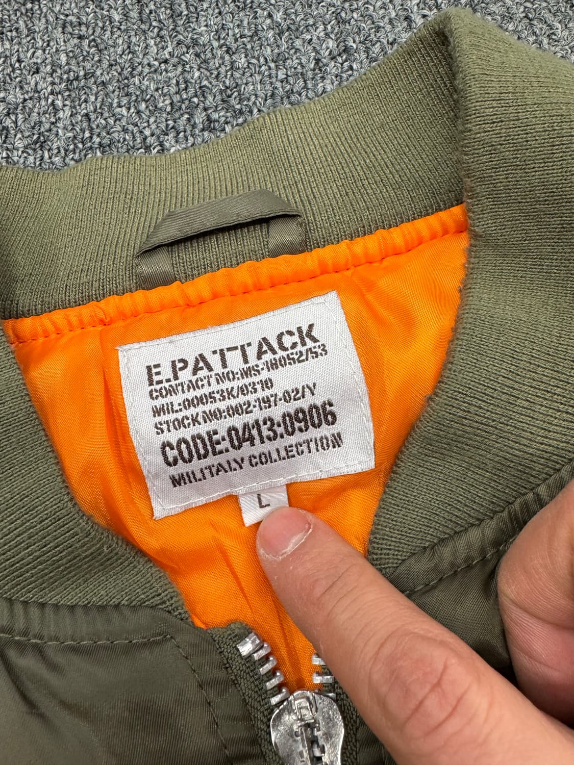 L)E.pattack 빈티지 올리브 MA-1 항공점퍼(지퍼) 상품이미지3