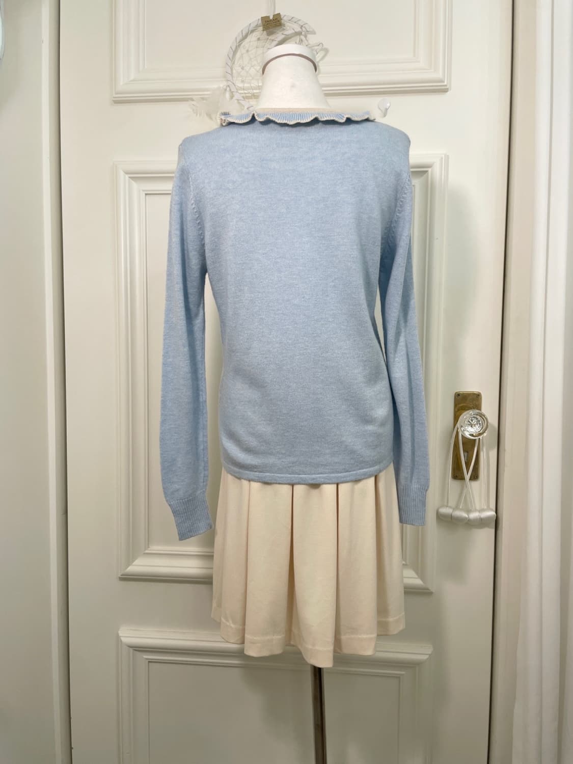 cream pleats banding midi skirt(size-M) 상품이미지8