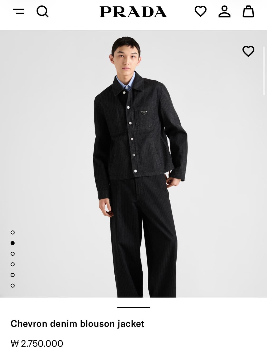 (S-/M) / 프라다 삼각로고 쉐브론 데님 블루종 자켓 블랙 상품이미지8
