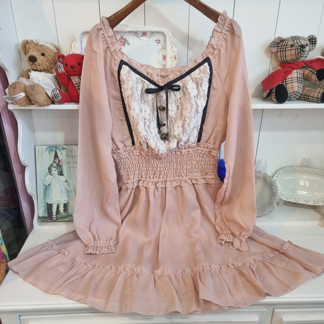 로맨틱 레이스 셔링 원피스 상품이미지1