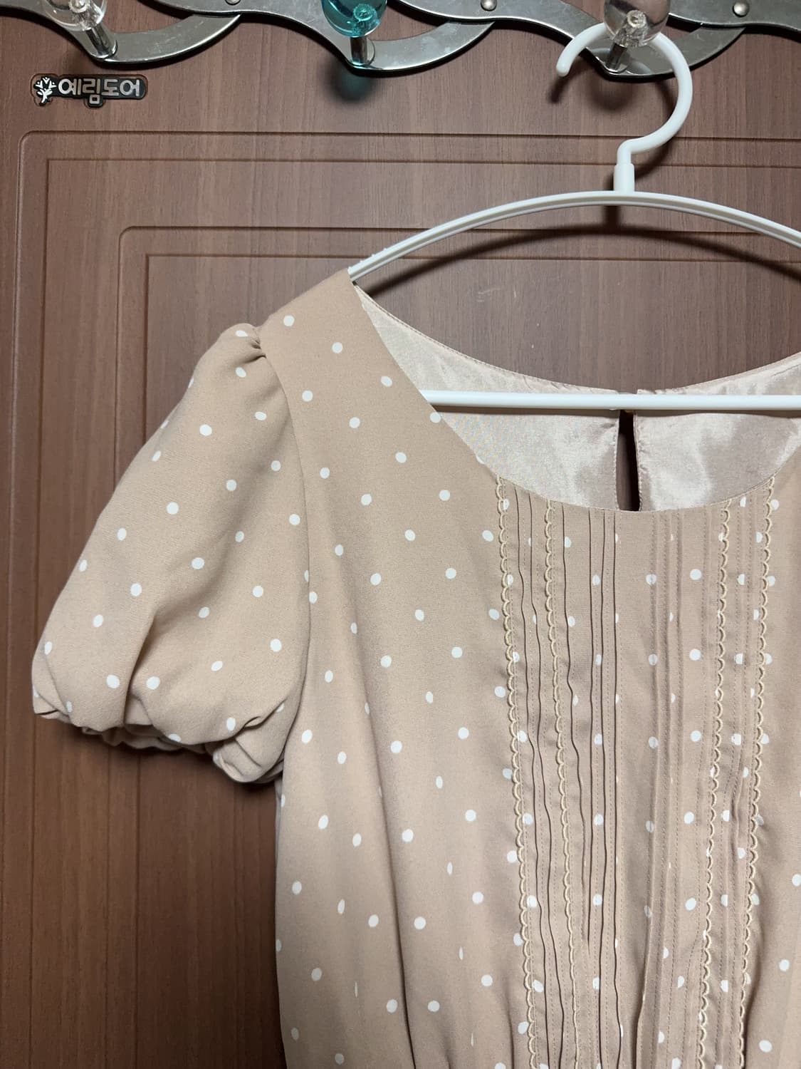 모리걸 라떼갸루 일본 빈티지 그레이 도트 퍼프 쉬폰 원피스 상품이미지2