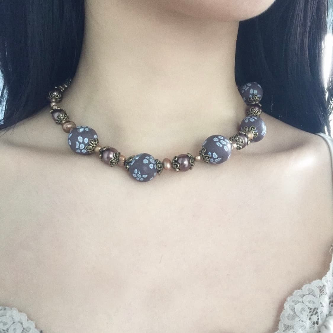 Handmade 페어리 앤틱 라벤더 오리엔탈 necklace 상품이미지1