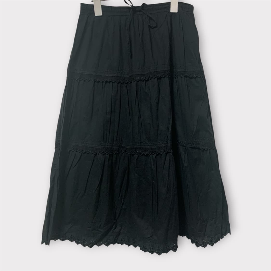 캉캉 모리걸하구미 너드 y2k 아일렛 블랙 미디스커트 상품이미지1