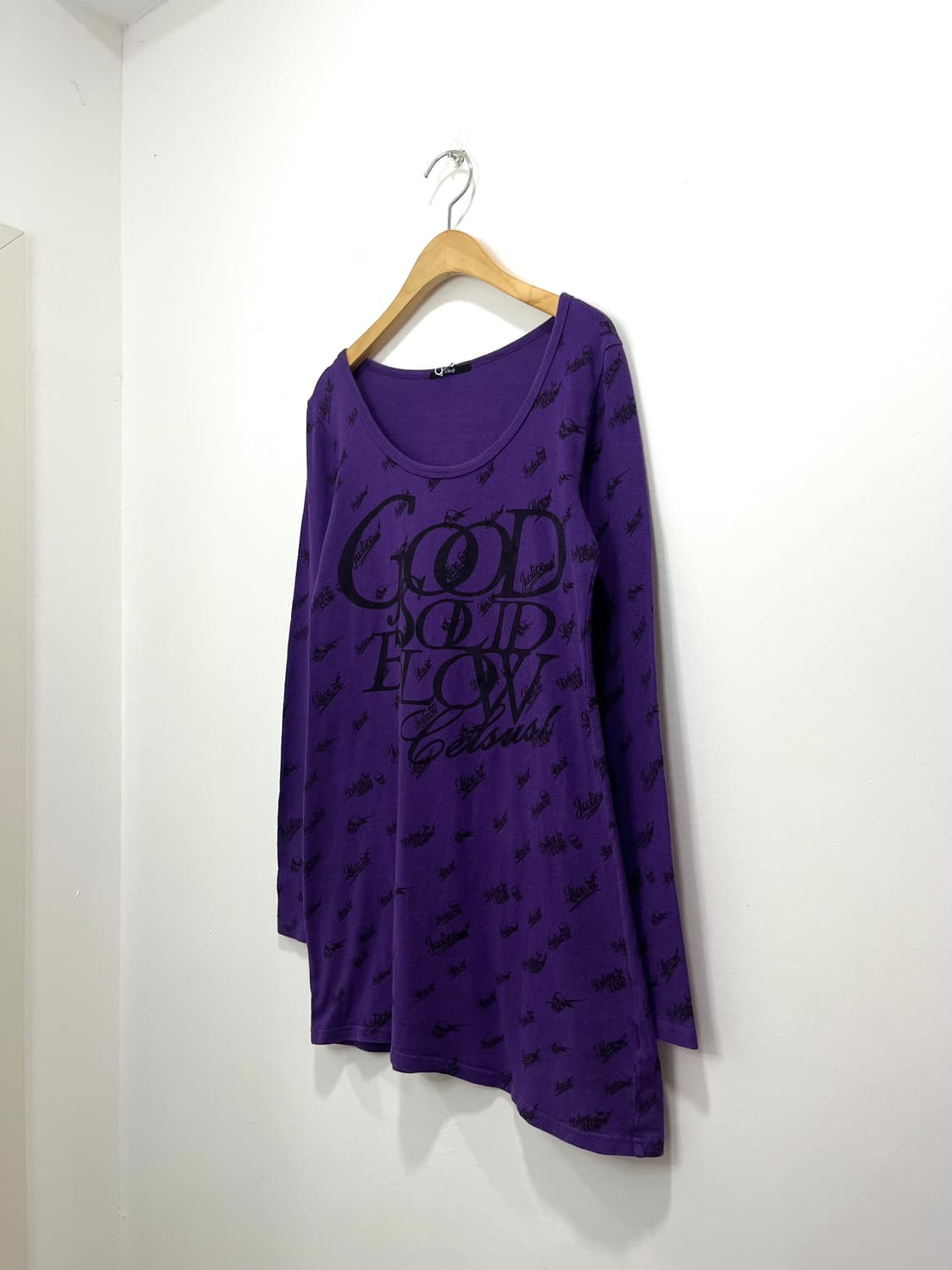 락펑크 스컬 번개 프린팅 U넥 롱슬리브 티셔츠 상품이미지2