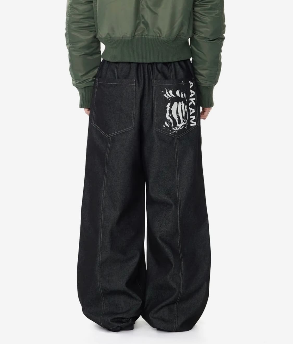 Knee Pin-tuck Printed Denim Pants (Black 상품이미지1